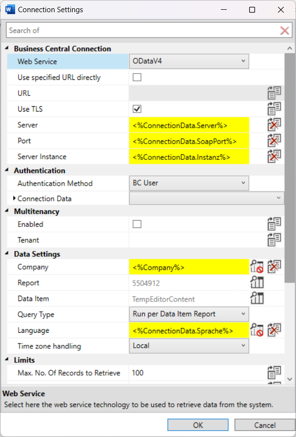 Datasource Connection Settings