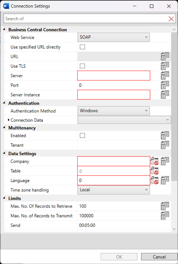 Data Sources Connection Setup